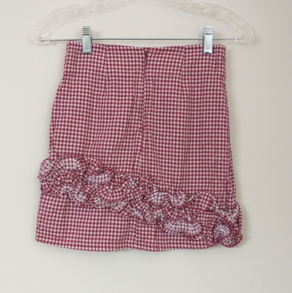 Lovers + Friends red gingham ruffled skirt XS - Picture 4 of 8